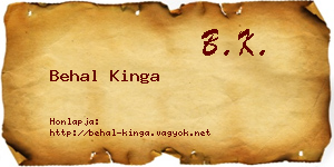 Behal Kinga névjegykártya
